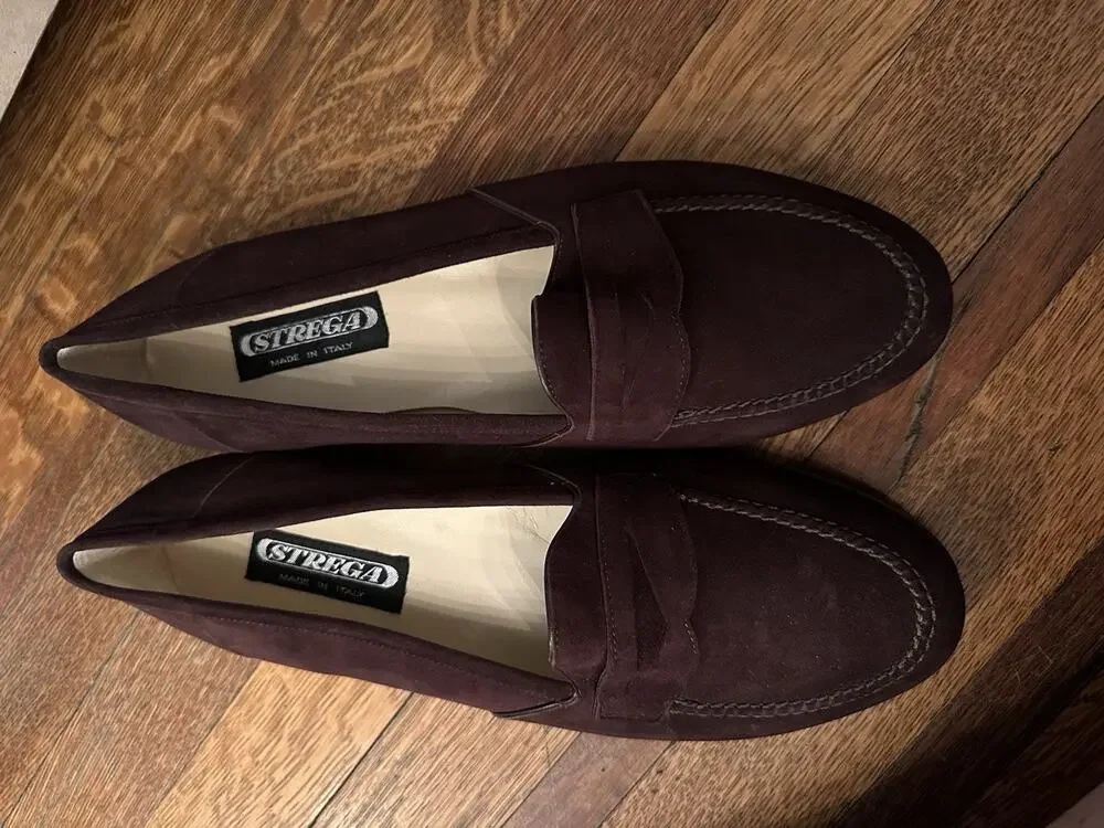 Brand New Strega Mens Leather Suede Loafers Brown Size 8.5
